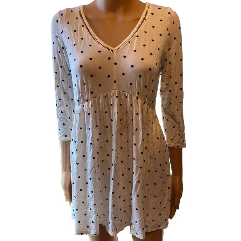Motherhood Maternity Stretchy Comfortable White black poker dot Top Blouse S/P